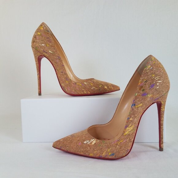 Christian Louboutin So Kate 120 Cork Multicolor Foil Heels SIZE 36.5 Dust Bag - Picture 3 of 16